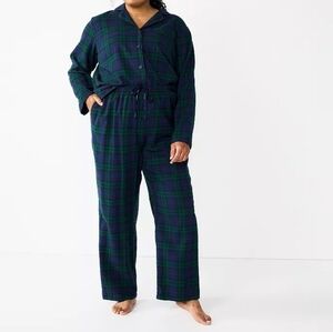 Croft & Barrow Plaid Pajama Set - Green and Blue